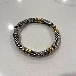 David yurman two tone 14k gold and sterling silver cable bracelet
